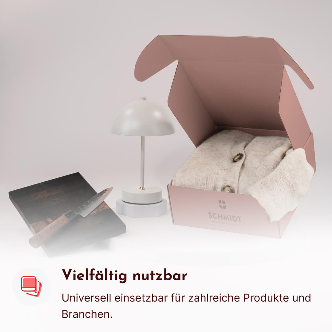 Krempelverpackung aus Pappe mit Staublaschen 250 x 290 x 107 mm, individuell bedruckt