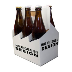 Flaschenträger aus Pappe mit Sammeldruck für individuelles Design
